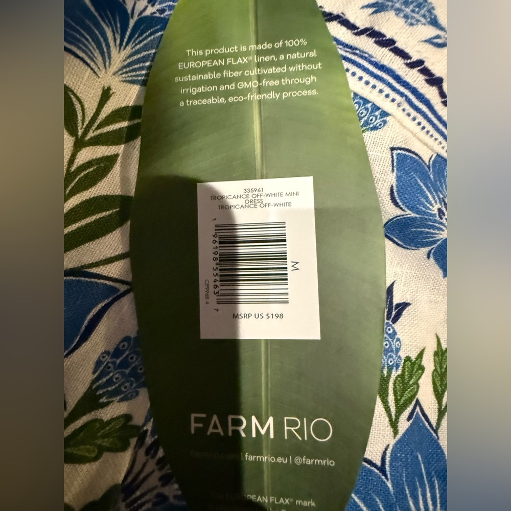 NWT FARM Rio Blue, Green and White Floral Mini Dress - Picture 3 of 6